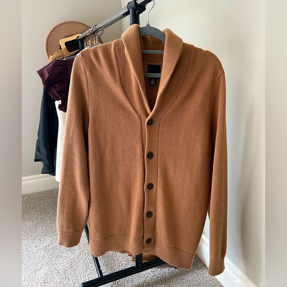 Men's Shawl Collar Cardigan Sweater - Brown